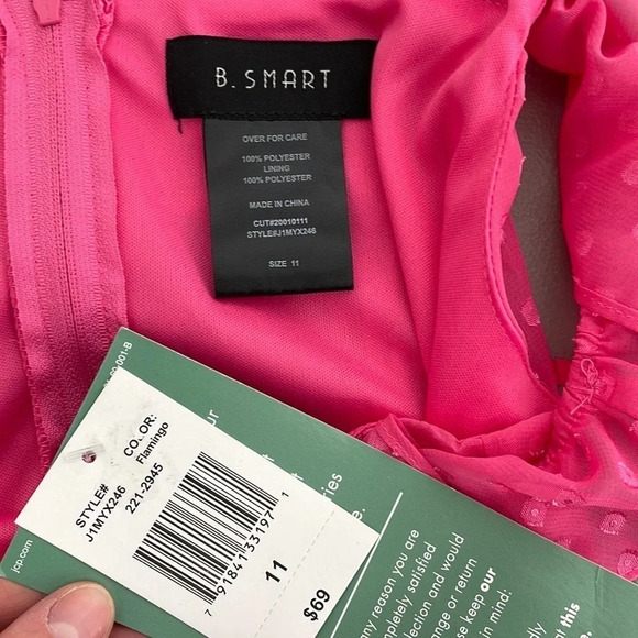 B. Smart Dress NWT Sleeveless Ruffles Knee Length Pink Junior 11 - Picture 13 of 16